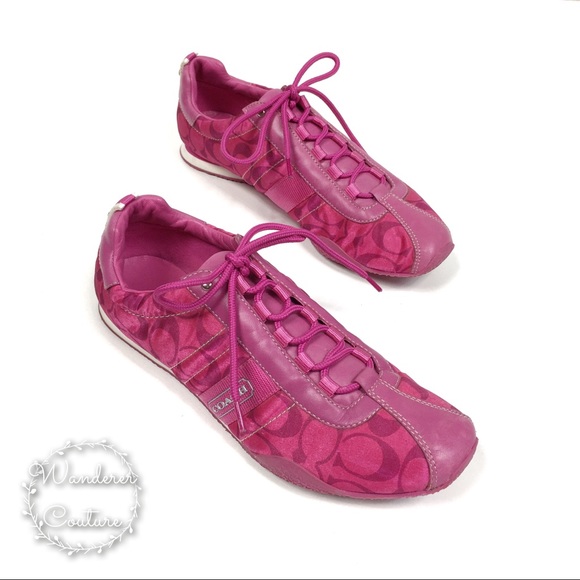 Coach Shoes - Coach Kelsie Bright Pink Lace Up Sneakers